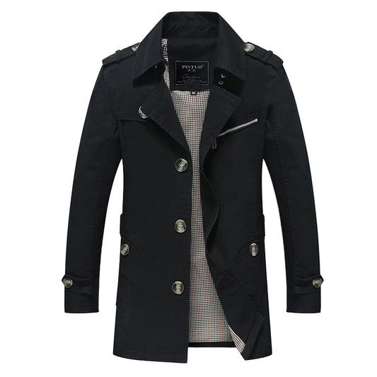 Casual Black Slim Fit Cotton Side Seam Sidekick Single-breasted Jacket